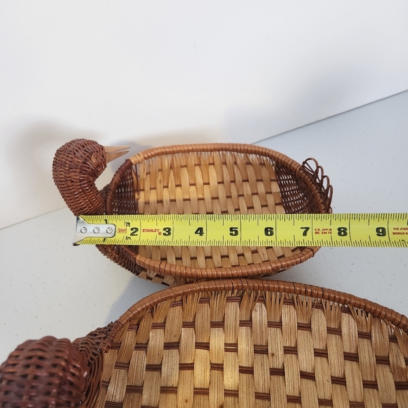 Vintage Duck Wicker Basket Lot Woven Rattan Plant Basket French Country Kitchen - Picture 8 of 9